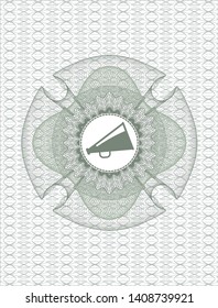 Green abstract rosette with megaphone icon inside