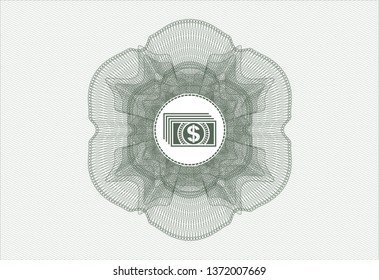 Green abstract rosette with money icon inside