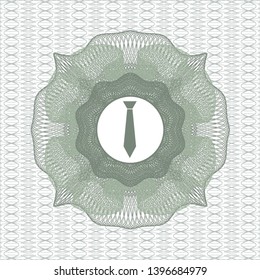 Green abstract rosette with necktie icon inside