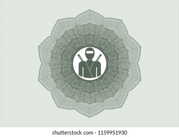 Green abstract rosette with ninja icon inside
