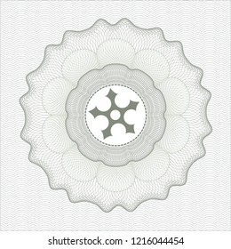 Green abstract rosette with ninja star icon inside