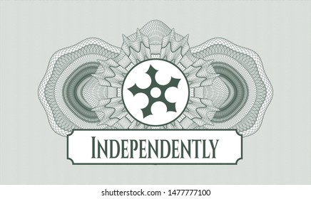 Green abstract rosette with ninja star icon and Independently text inside