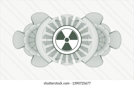 Green abstract rosette with nuclear, radioactive icon inside