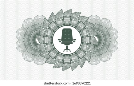 Green abstract rosette with office chair icon inside