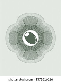 Green abstract rosette with olive icon inside