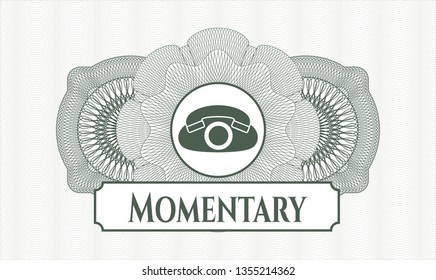 Green abstract rosette with phone icon and Momentary text inside