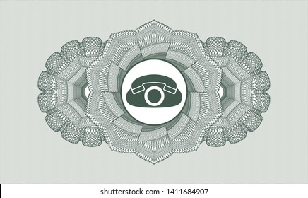 Green abstract rosette with phone icon inside