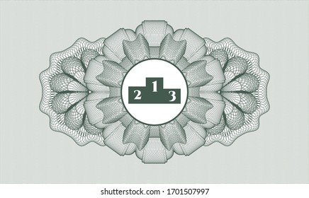 Green abstract rosette with podium icon inside