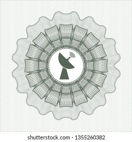 Green abstract rosette with radar icon inside