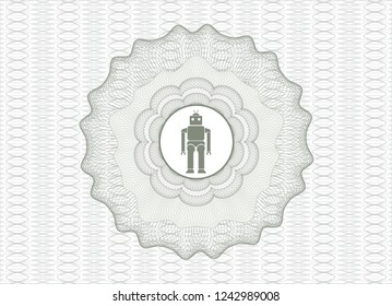 Green abstract rosette with robot icon inside