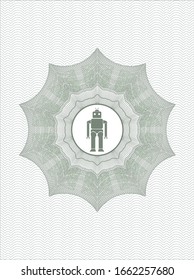 Green abstract rosette with robot icon inside