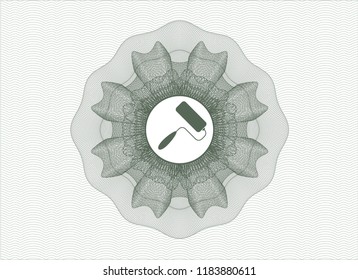 Green abstract rosette with roller brush icon inside