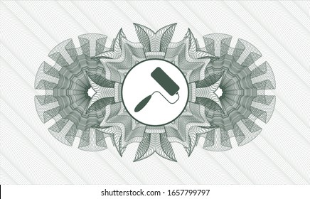 Green abstract rosette with roller brush icon inside