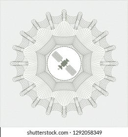 Green abstract rosette with satelite icon inside