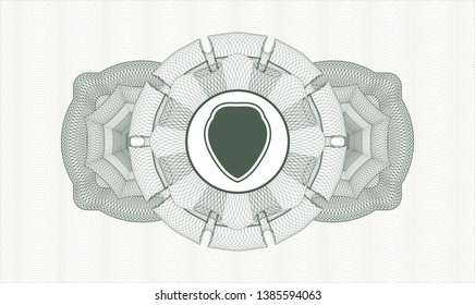 Green abstract rosette with shield icon inside