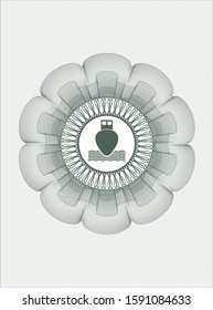 Green abstract rosette with ship icon inside