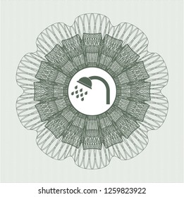Green abstract rosette with shower icon inside