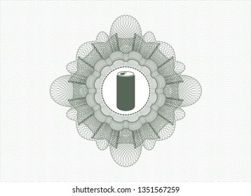 Green abstract rosette with soda can icon inside