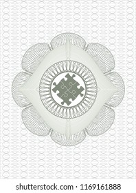 Green abstract rosette with solution icon inside