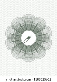 Green abstract rosette with syringe icon inside