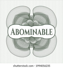 Green abstract rosette with text Abominable inside