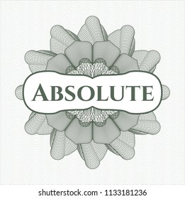 Green abstract rosette with text Absolute inside