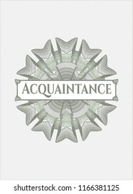 Green abstract rosette with text Acquaintance inside