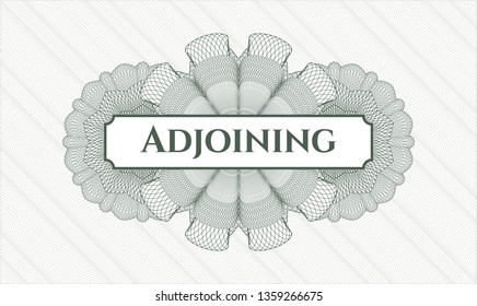 Green abstract rosette with text Adjoining inside