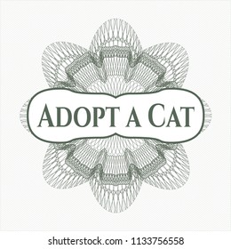 Green abstract rosette with text Adopt a Cat inside