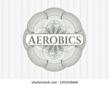 Green abstract rosette with text Aerobics inside
