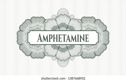 Green abstract rosette with text Amphetamine inside