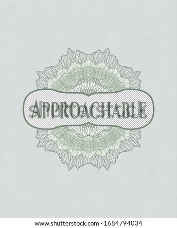 Green abstract rosette with text Approachable inside