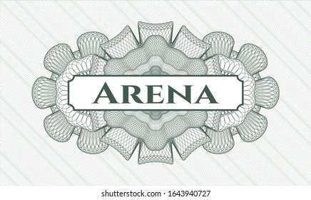 Green abstract rosette with text Arena inside