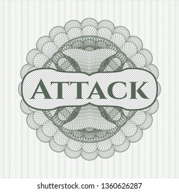Green abstract rosette with text Attack inside