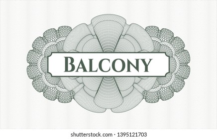Green abstract rosette with text Balcony inside