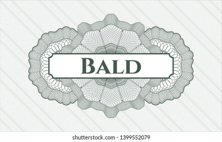 Green abstract rosette with text Bald inside