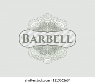 Green abstract rosette with text Barbell inside