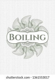 Green abstract rosette with text Boiling inside