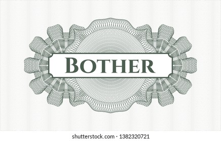Green abstract rosette with text Bother inside
