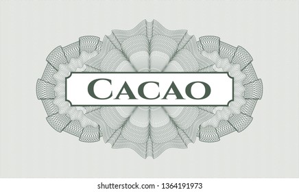 Green abstract rosette with text Cacao inside