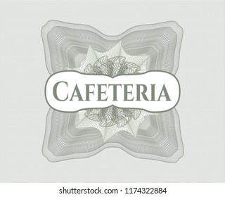 Green abstract rosette with text Cafeteria inside