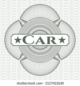 Green abstract rosette with text Car inside