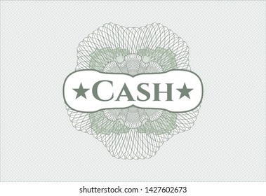 Green abstract rosette with text Cash inside
