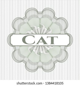 Green abstract rosette with text Cat  inside
