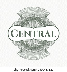 Green abstract rosette with text Central inside