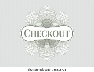 Green abstract rosette with text Checkout inside