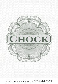 Green abstract rosette with text Chock inside