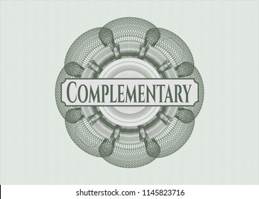 Green abstract rosette with text Complementary inside