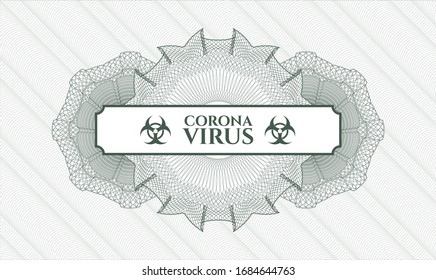 Rosette abstracto verde con texto Coronavirus interior
