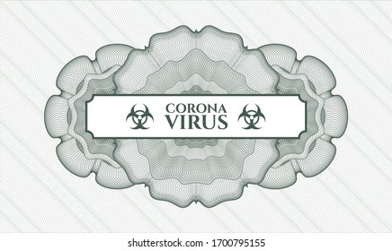 Green abstract rosette with text Coronavirus inside